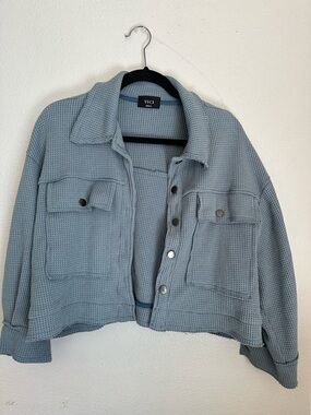 VICI Light Blue Waffle Knit Jean Jacket